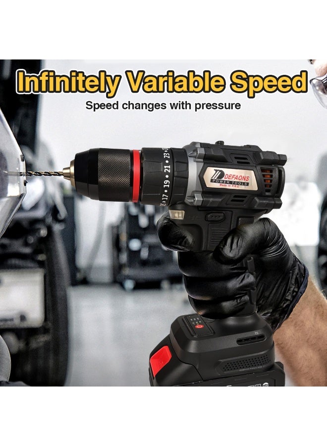 ديفاونز طقم مثقاب ومفك براغي لاسلكي بدون فرش من ديفاونز، 48 فولت، C007، 220-240 فولت، مع 23+3 إعدادات لعزم الدوران، تحكم متغير في السرعة، ضوء LED، مفتاح عكسي/أمامي، بطارية ليثيوم، طقم مثقاب مع رؤوس ومقابس، عمود مرن، حقيبة حمل - Image 5